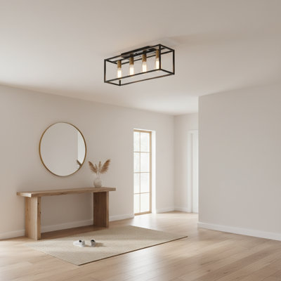 Maleika 4-Light Flush Mount Rectangular Ceiling Light
