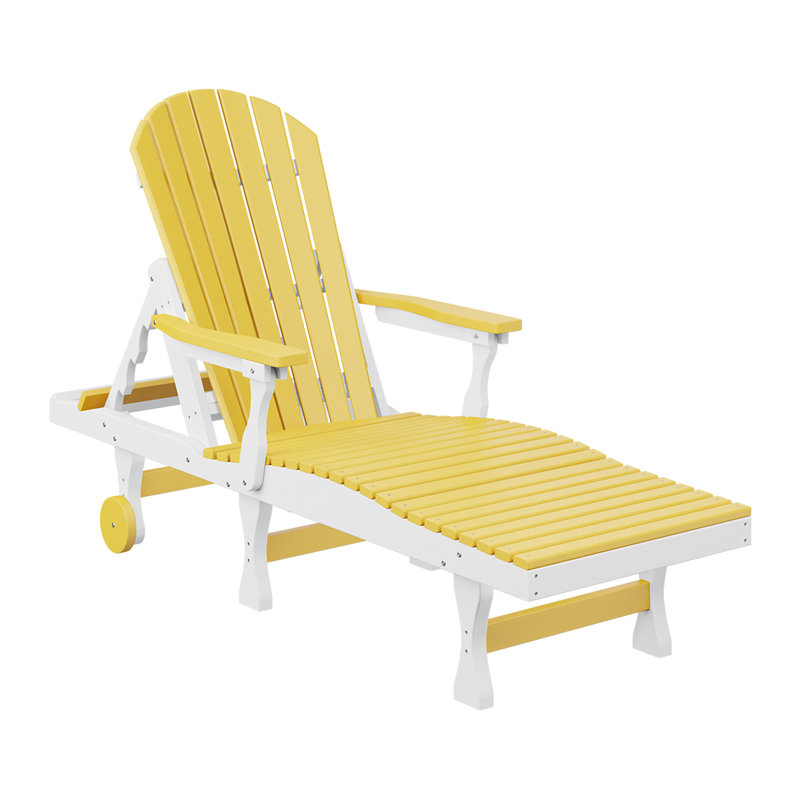  Chaise longue Comfo à dossier régulier Sunburst jaune avec base blanche, Jaune soleil / blanc