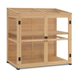 40.2" W x 24" D Wooden Cold Frame Greenhouse with Adjustable Shelf & Lockable Door