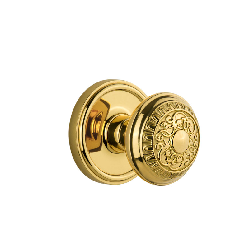 Rosette Grandeur Georgetown avec bouton de porte Windsor, Laiton poli, 2-3/4"