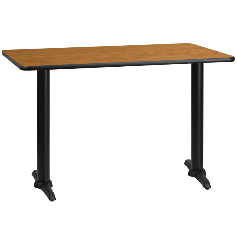 Jarreth 30'' x 42'' Rectangular Laminate Table Top with 5'' x 22'' Table Height Bases, 31.12" H x 48" W x 30" D, Natural