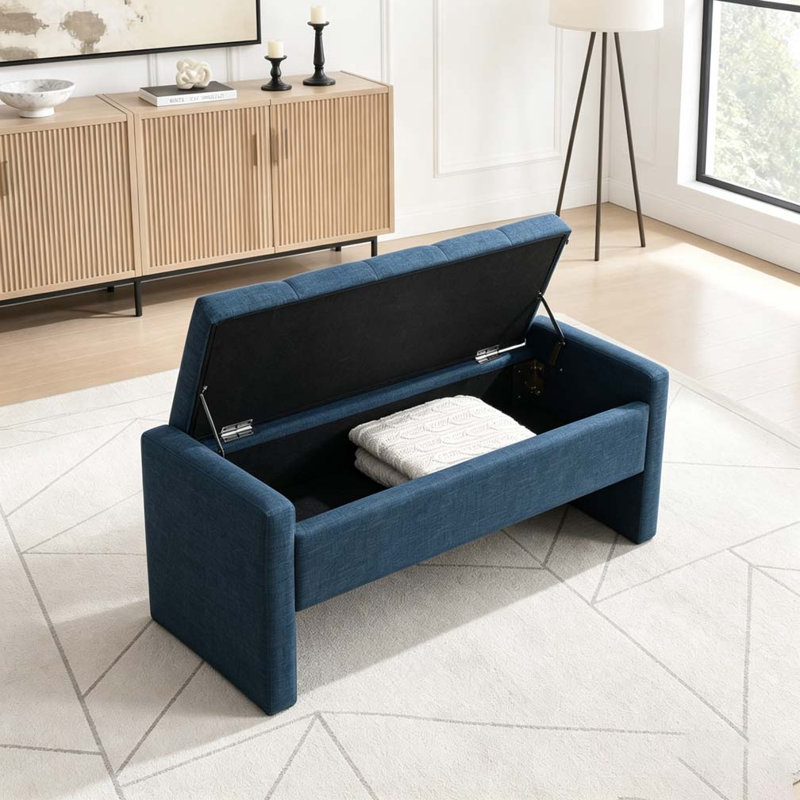 Banc de lit moderne avec rangement, Navy Blue