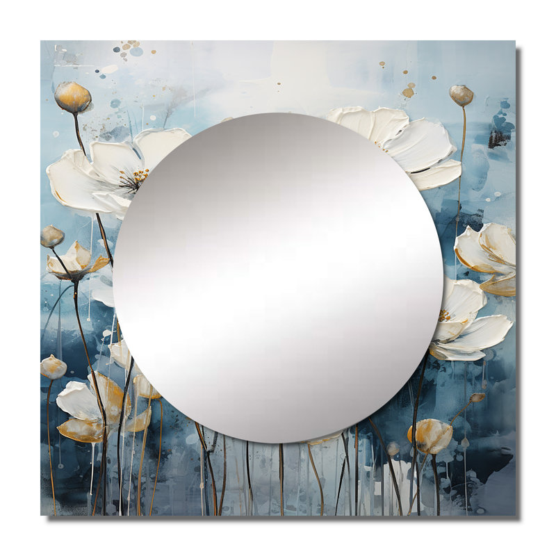 Charisa - Minimalisme bleu blanc Buttercups II, 36 po x 36 po