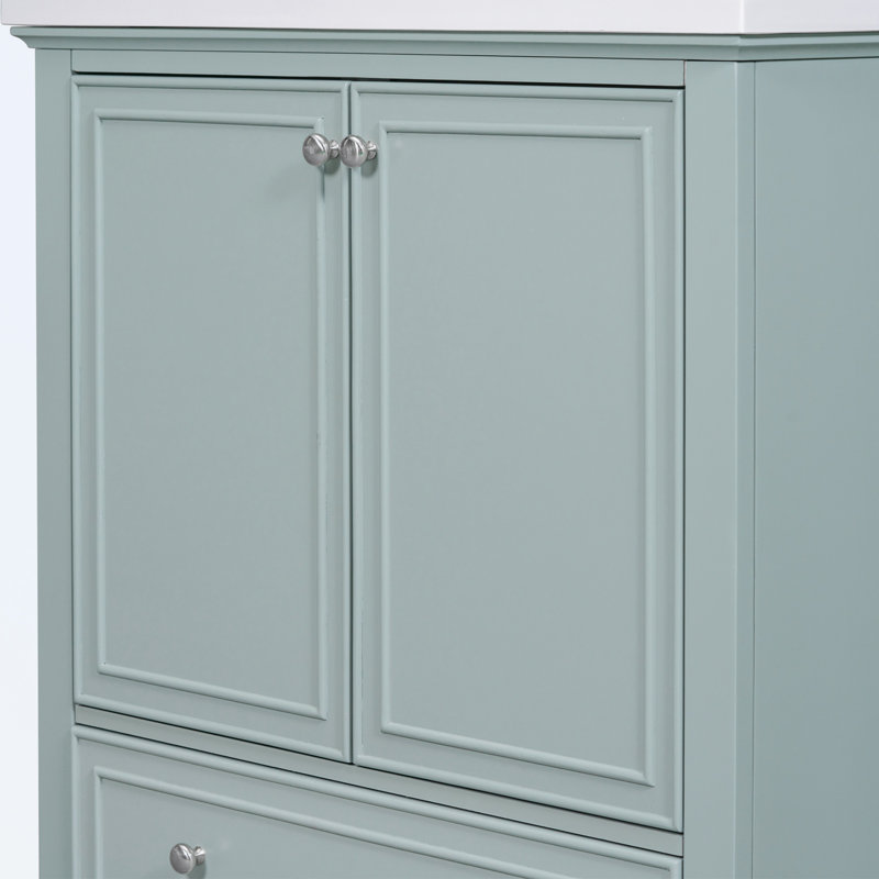 Lasne 30'' Single Bathroom Vanity with Ceramic Top, Green