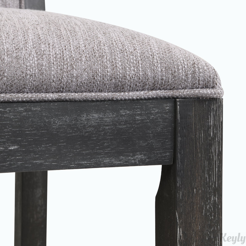 Gray Upholstered Rubberwood Bar Stools Set of 2