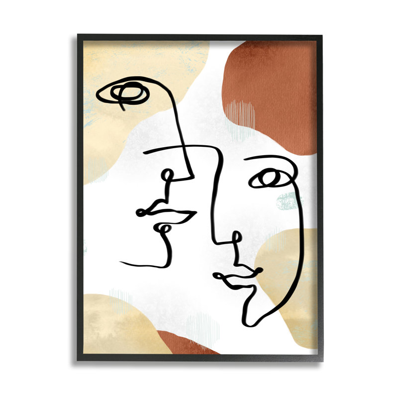 Portraits asymétriques de formes organiques abstraites, H 14 po x l 11 po, Giclée encadrée noir minuit
