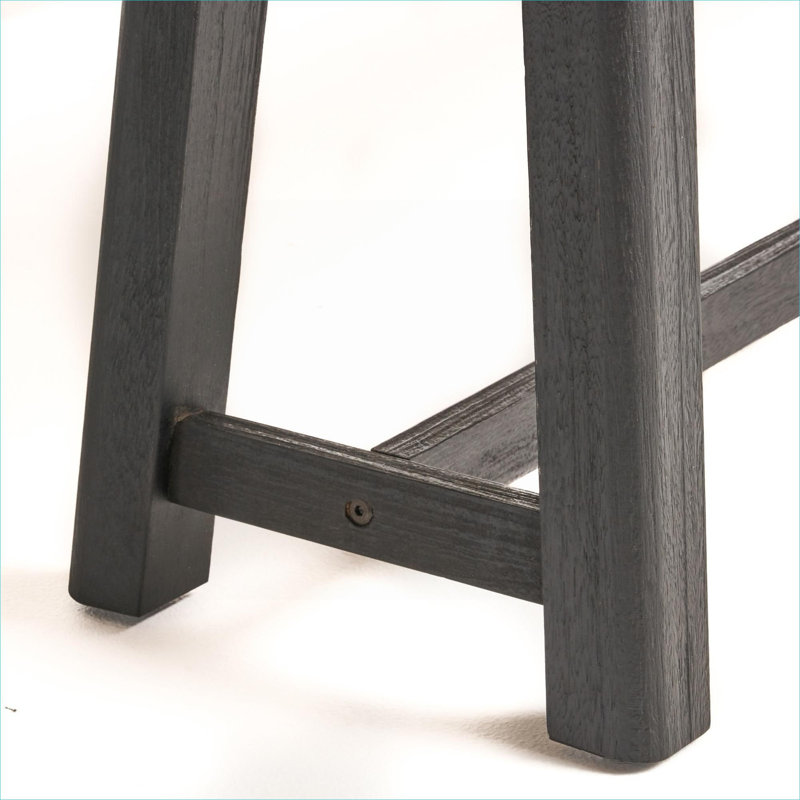 Banc de rangement extérieur 63 pouces 2 places en bois d'acacia massif noir mat, ensemble de 2 pièces pour patio
