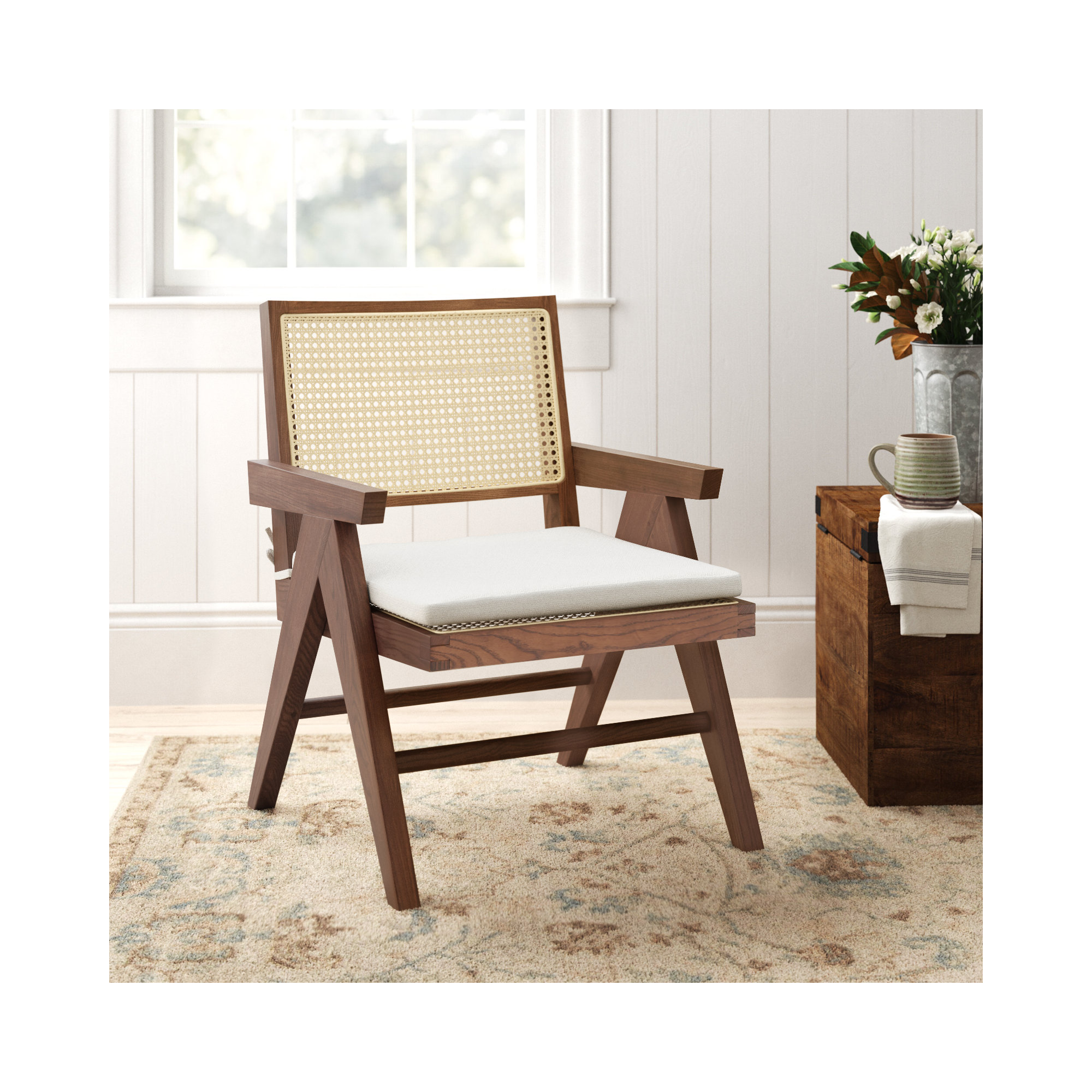 Huck Upholstered Side Chair, Walnut/Natural