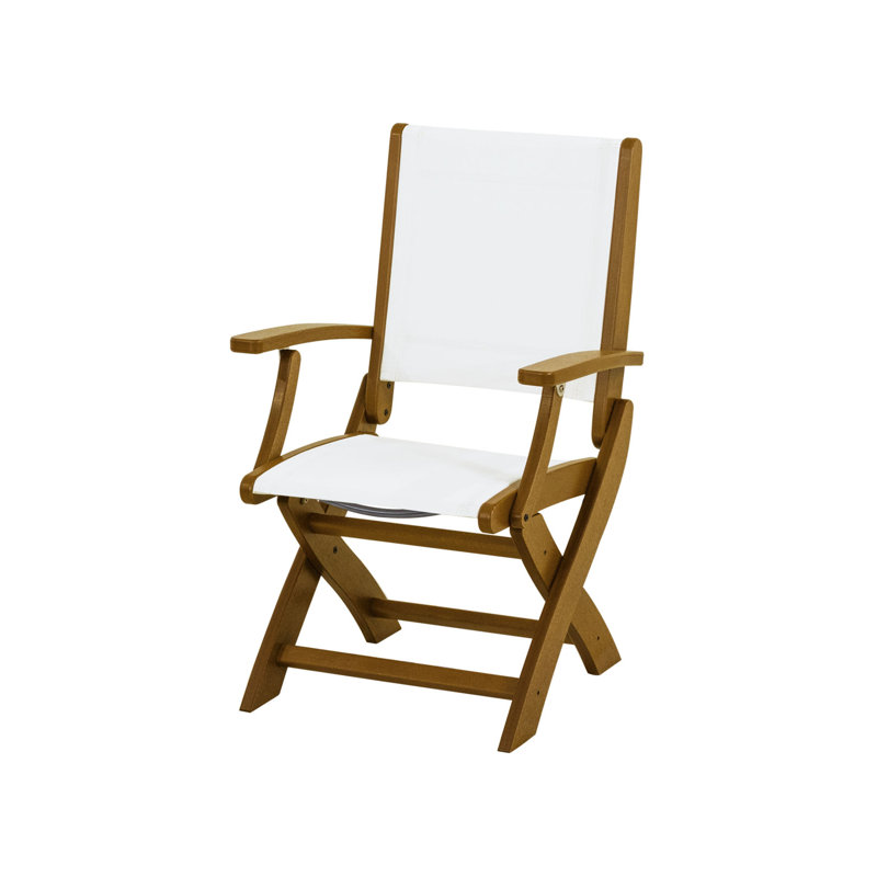Chaise pliante POLYWOOD Coastal, Siège en teck / structure blanche
