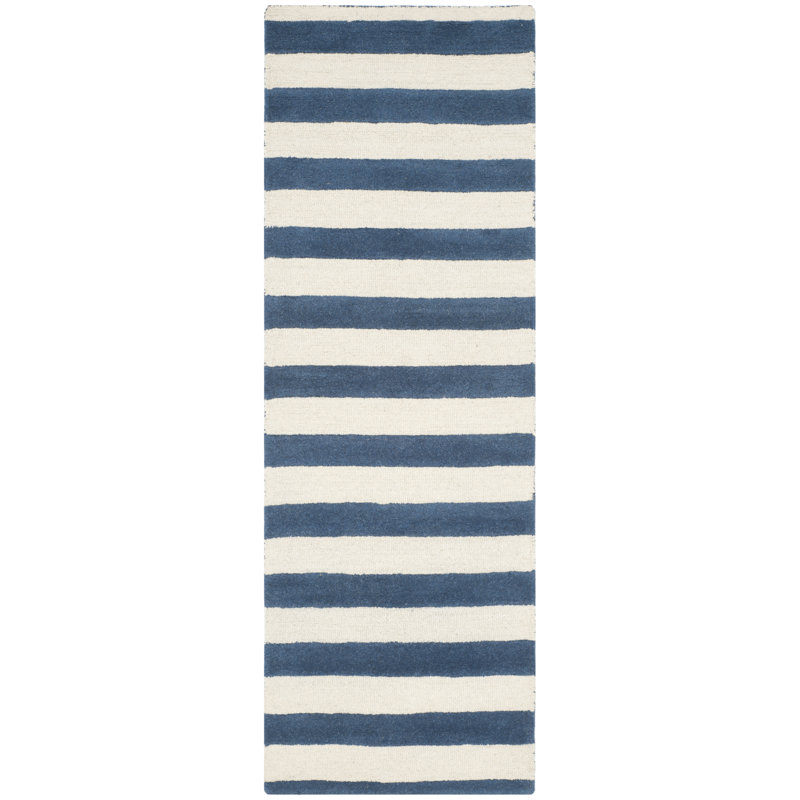 Erol Hand Tufted Wool Striped Rug, Runner 2'6" x 8'