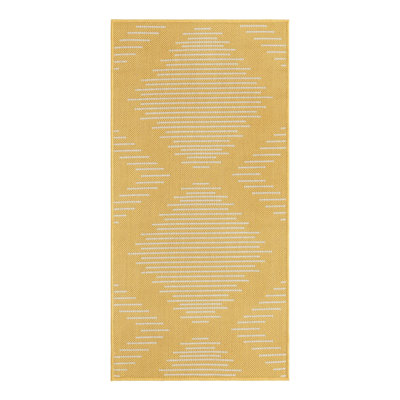 Tapis intérieur / extérieur en polypropylène tissé à la machine marocain en jaune / blanc