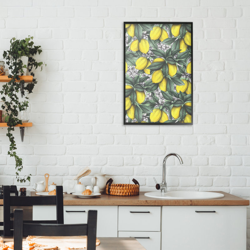 «Under The Lemon Tree», estampe numérique, design par Cecilia Battaini, H 24 po x l 16 po, Giclée encadrée noir minuit