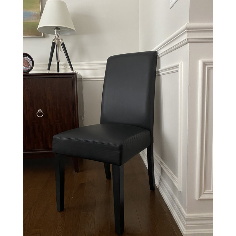 SEAT4U Richill Bonded Leather Parson Dining Chair, Black