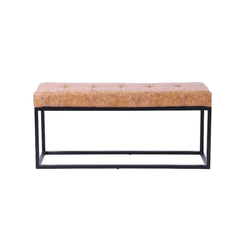 Banc en similicuir Hesser, Brun clair, Noir