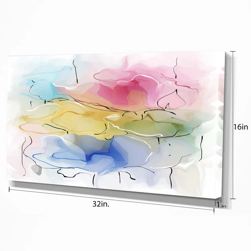 « abstract floral illustration design », reproduction d’art sur toile tendue, H 16 po x l 32 po x P 1 po