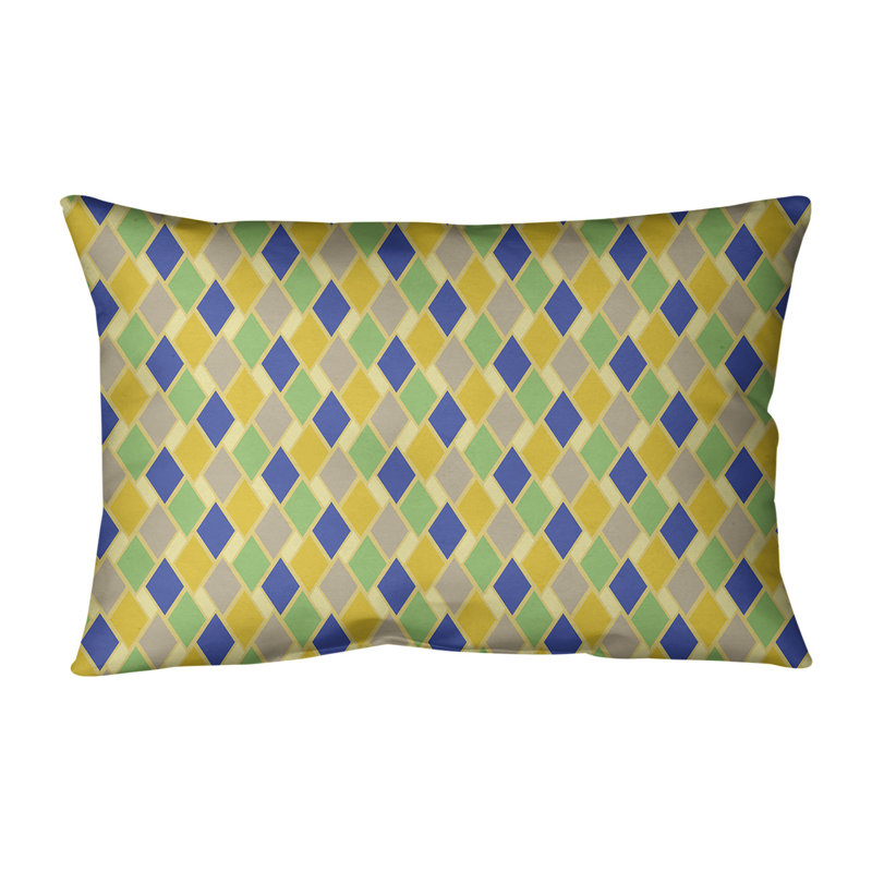 Housse de coussin rectangulaire Katelyn Elizabeth, Pas de bourre, Jaune / Bleu