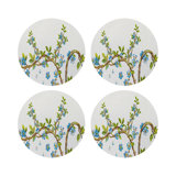 Cherry Blossom Red Vegan Leather Round Coasters