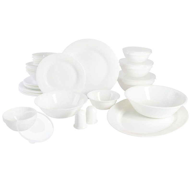 Ensemble de vaisselle 36 pièces Gibson Ultra White Shadow, service pour 6