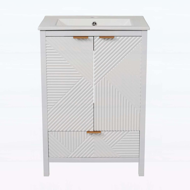 Meuble-lavabo moderne 24 po avec lavabo, Blanc