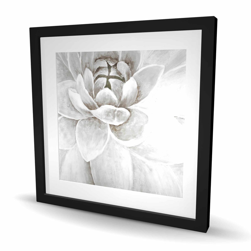 Impression délicate de chrysanthème blanc - Fleurs modernes, H 24 po x l 24 po