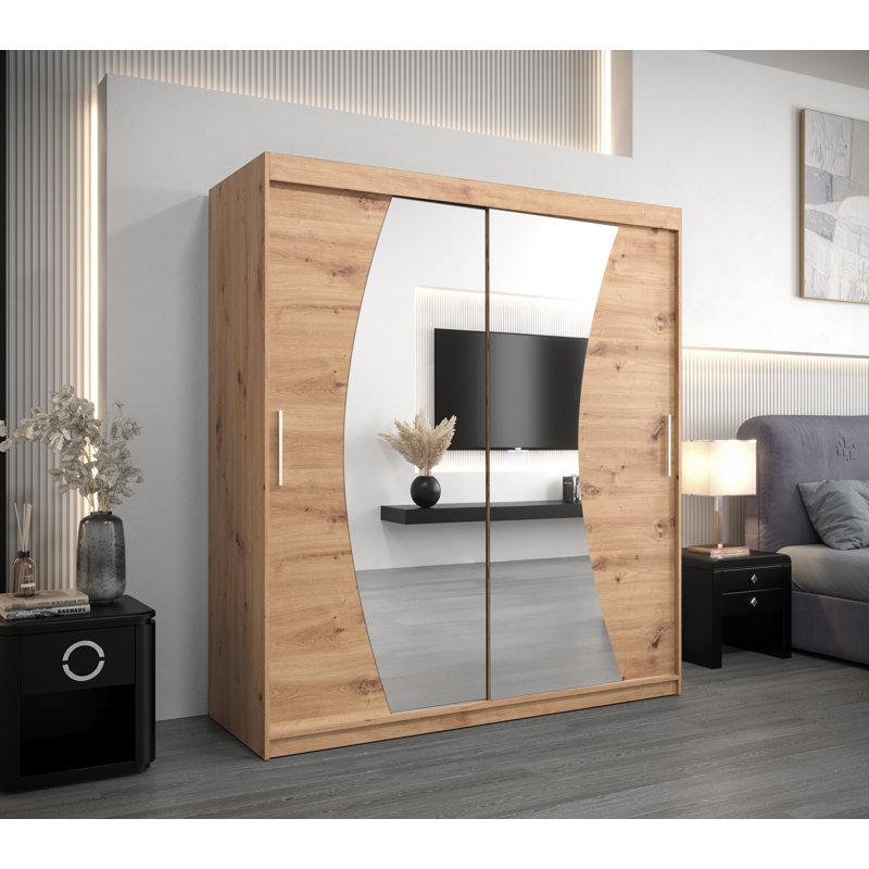 Asadulla 2 Door Solid + Manufactured Wood Wardrobe, Artisan Oak