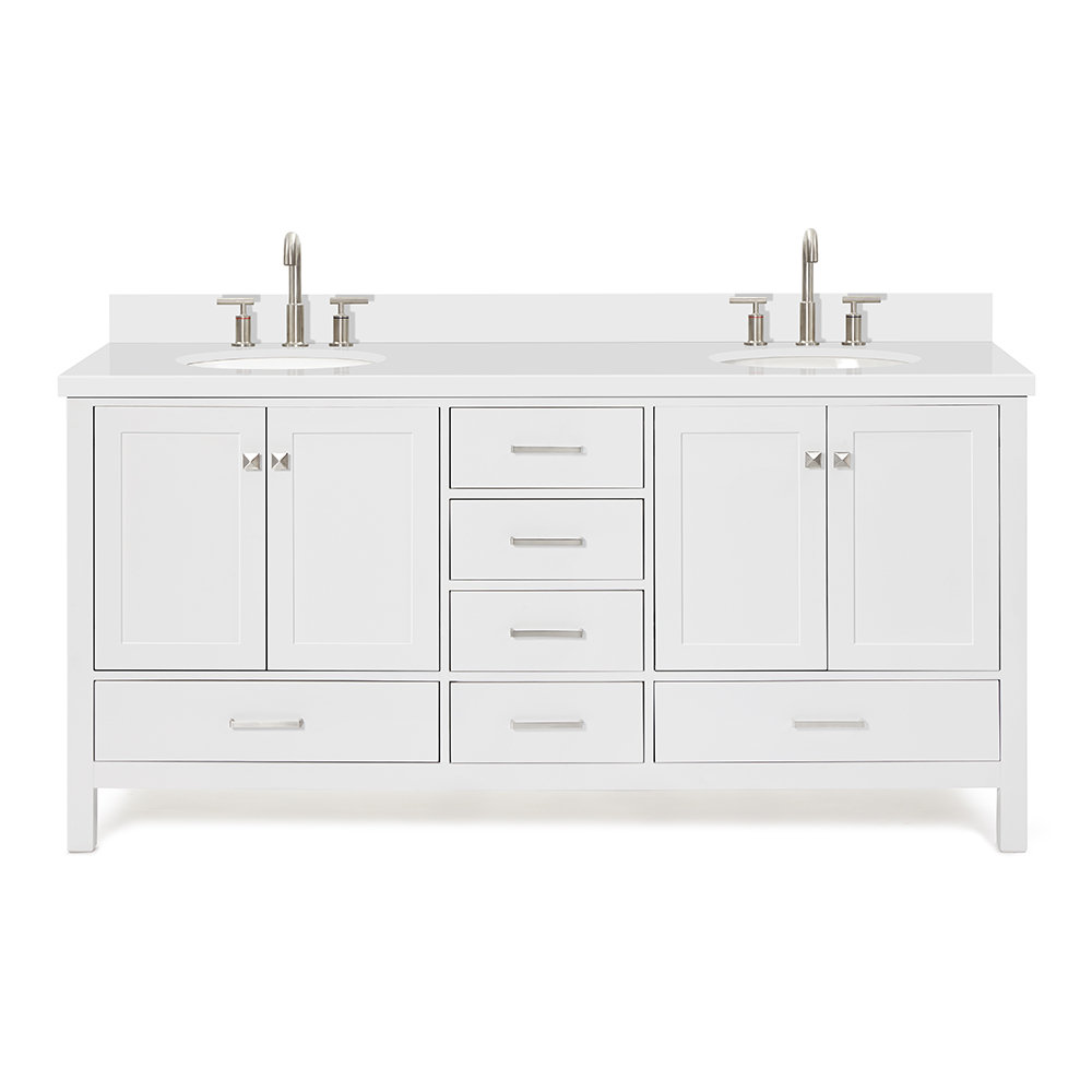 Amariani 73'' Double Bathroom Vanity with White Quartz Top Latitude Run® Base 