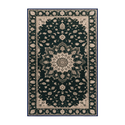 Machine Washable Tabriz Blue Area Rug