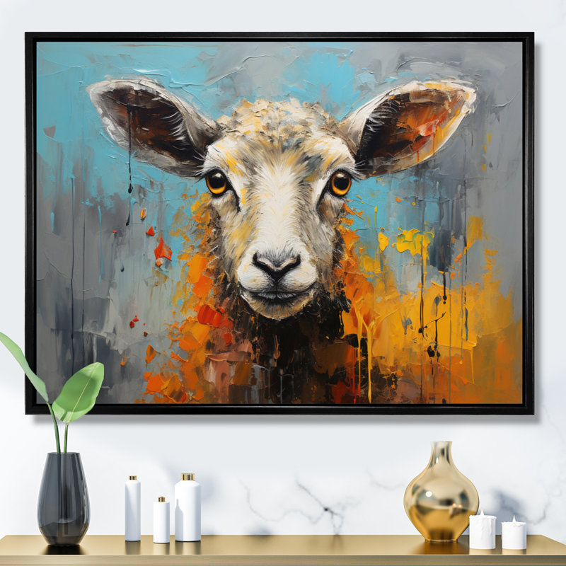 «Teal Palette Knife Knife», reproduction d'art sur toile, H 12 po x l 20 po, Cadre flottant noir