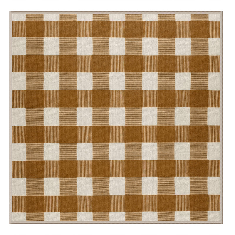 Tapis brun à carreaux lavable à la machine, Carré 4 pi