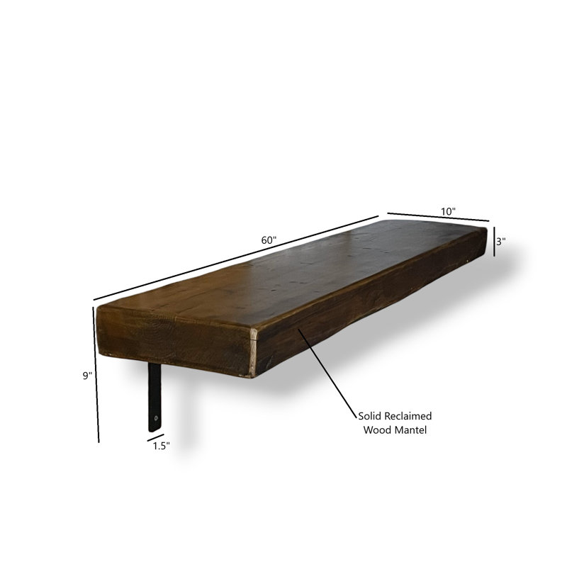 Rustic Countryside Mantel with Brackets, 9" H x 60" W x 9" D