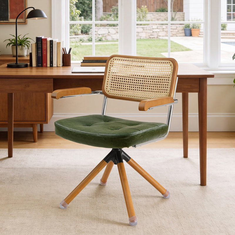 Fauteuil de bureau en cuir Bonneau, Vert profond