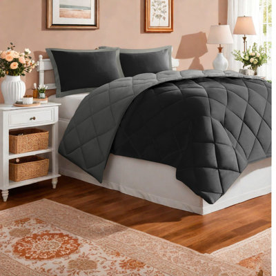 Reversible Comforter Bedding Sets, Polyester Hypoallergenic With Diamond Quilting, Perfect For Cozy Home