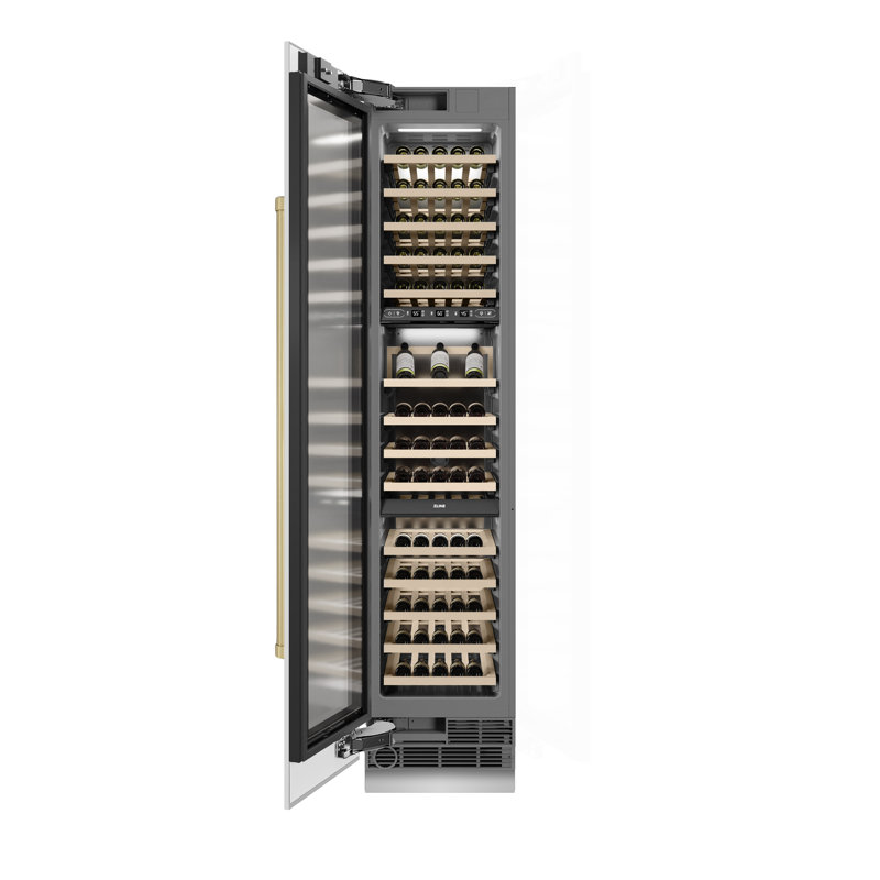 ZLINE Autograph 18 in. White Matte 68 Bottle Right Hinge Column Wine Cooler with Bronze Accents, Right Handed, Bronze