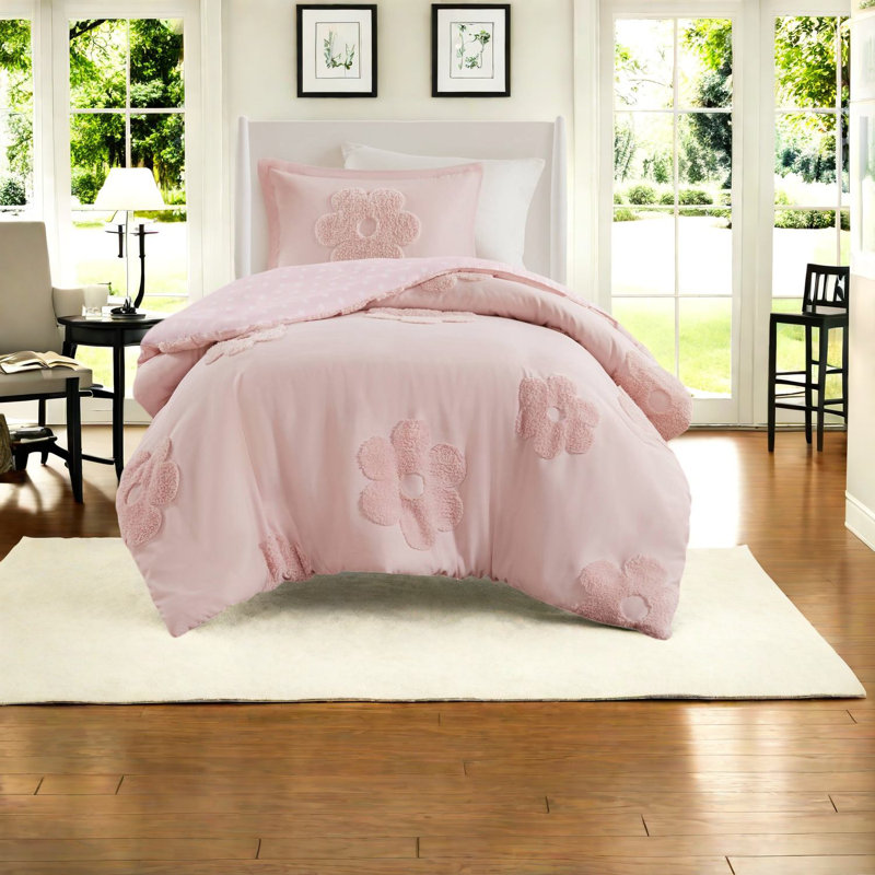 Premium Chenille Twin Bedding Sets, Floral Reversible, Home Comfort