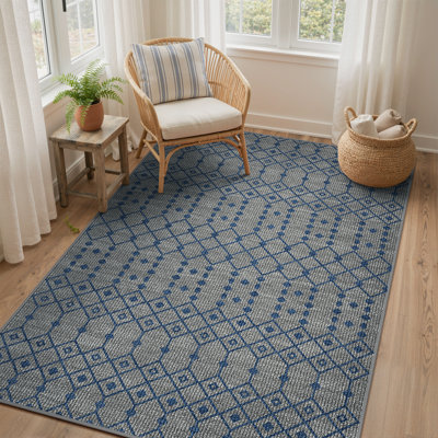 Tapis intérieur / extérieur géométrique texturé résistant à la décoloration