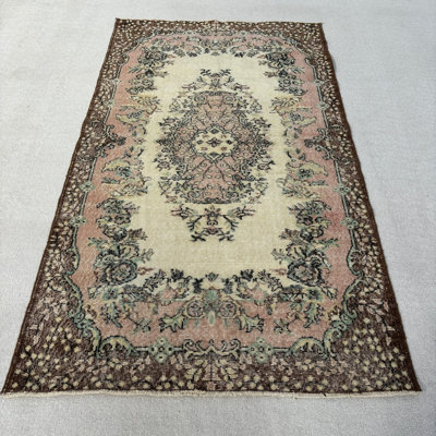 Vintage Wool Patchwork Rug, 46.1x81.9 Inch Beige Area Rug