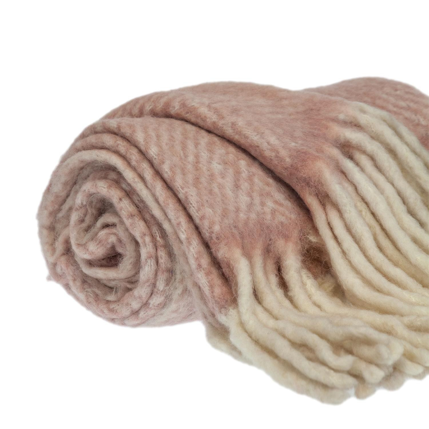 Ixia Knit Wool Blend Throw Blanket, Pink