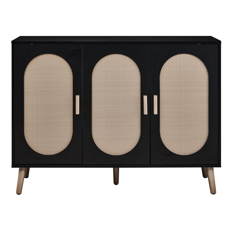 Cissiee Modern Rattan 24 Pair Shoe Storage Cabinet, Black