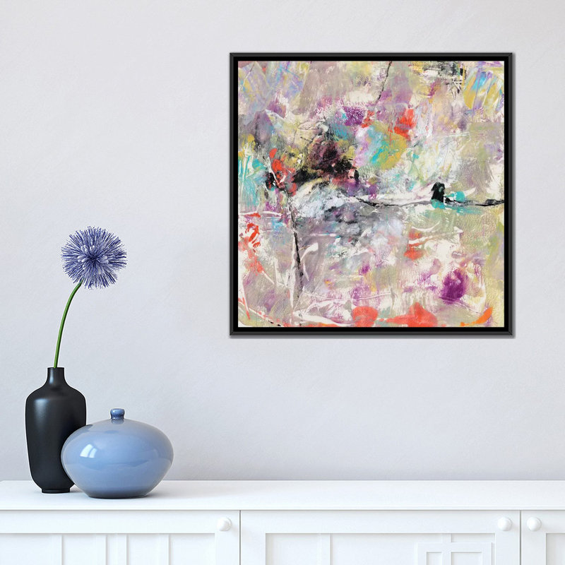 " Jostle II " by Timothy O' Toole, 18" H x 18" W x 1.5" D, Black Framed Canvas, No Matte