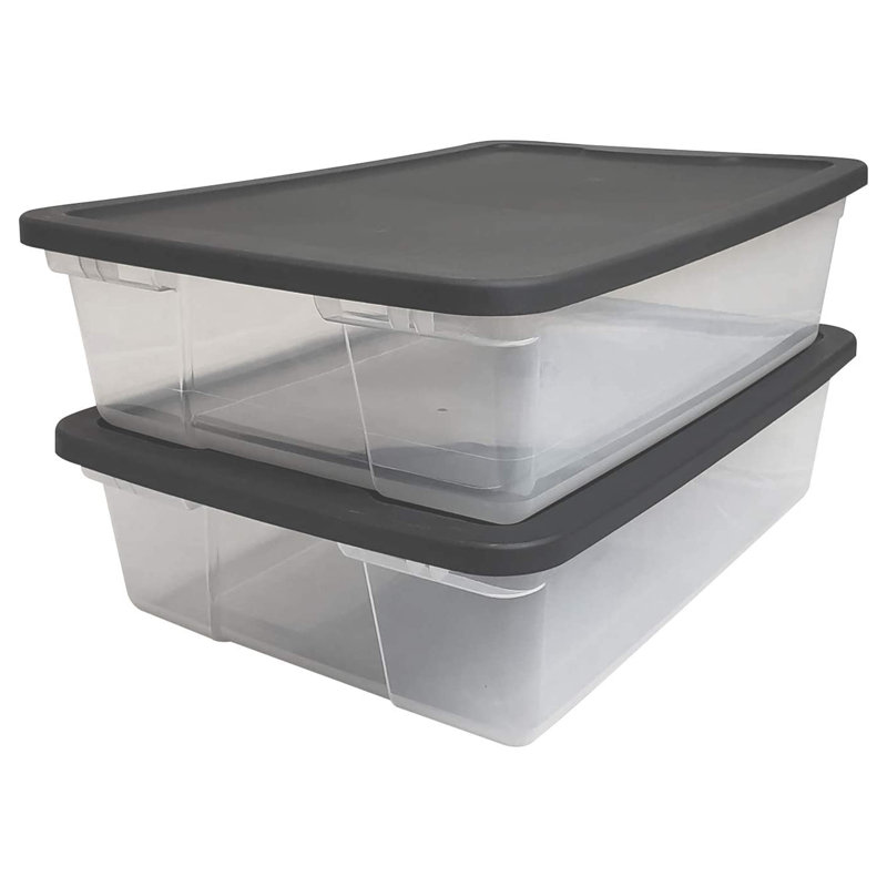 Ensemble de bacs de rangement en plastique, Noir, noir, noir, noir