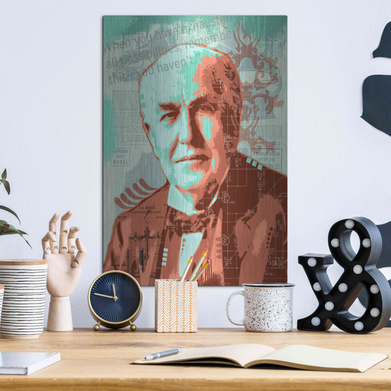 «Edison» par Dean Russo, art mural en métal, H 16 po x l 12 po