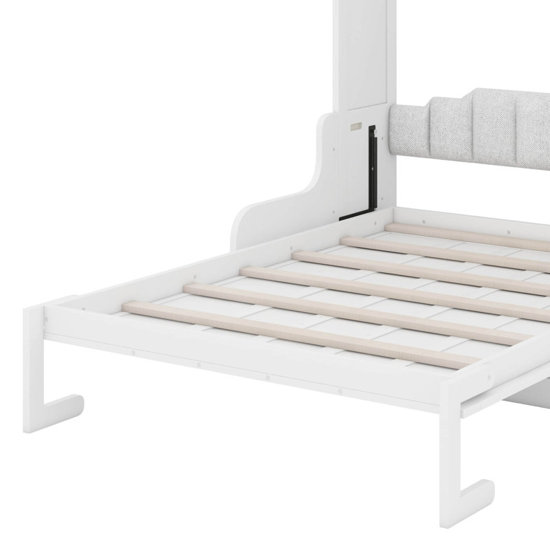 Queen Size Murphy Bed With Cushion, White