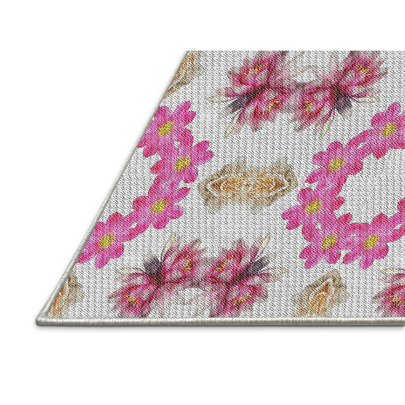 Tapis rose/brun tissé à la machine, Rectangle 2 pi x 3 pi