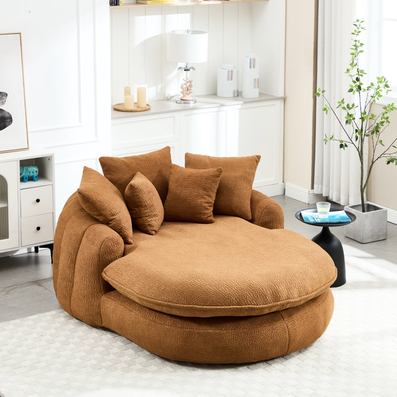 Canapé surdimensionné ovale rembourré à billes, canapé paresseux avec 3 grands coussins et 2 petits coussins, dossier enveloppant pour adultes, canapé à billes en chenille