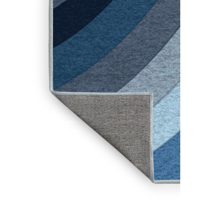 Tapis arc-en-ciel bleu art déco lavable à la machine Panameno, 2 x 4