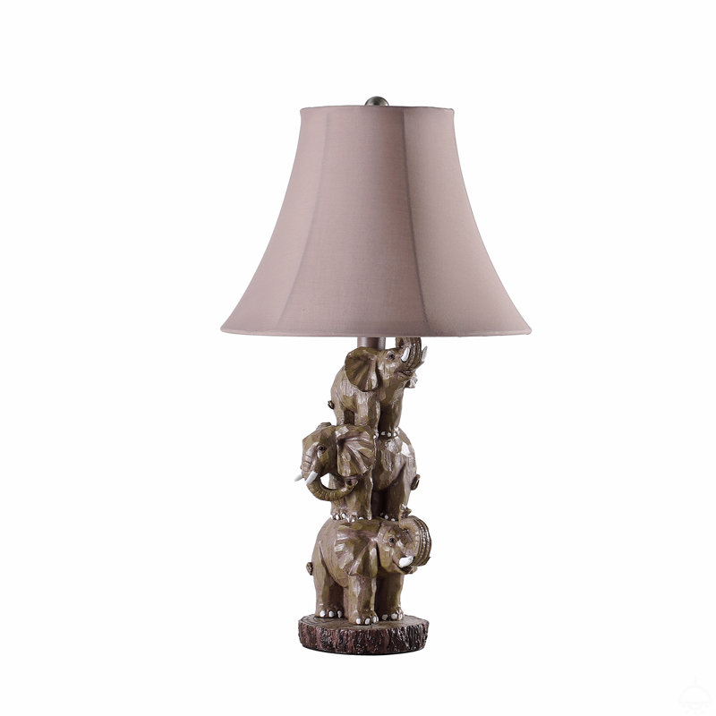 3 Stacked Elephants Polyresin Table Lamp