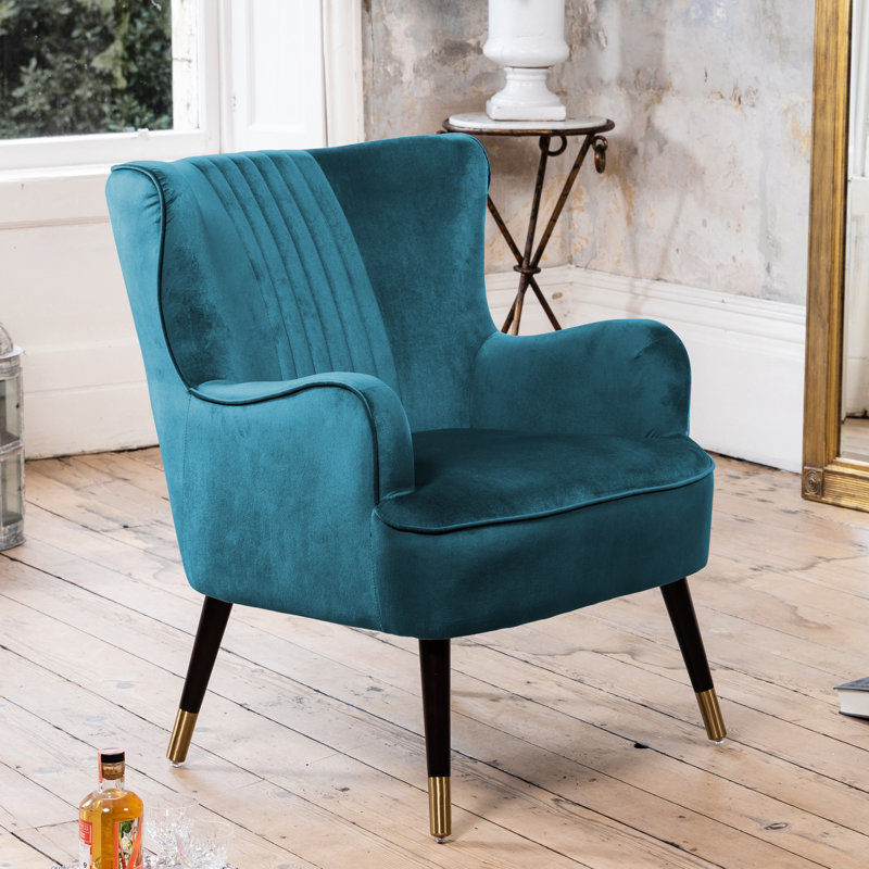 Dawe Velvet Wingback Chair, Teal
