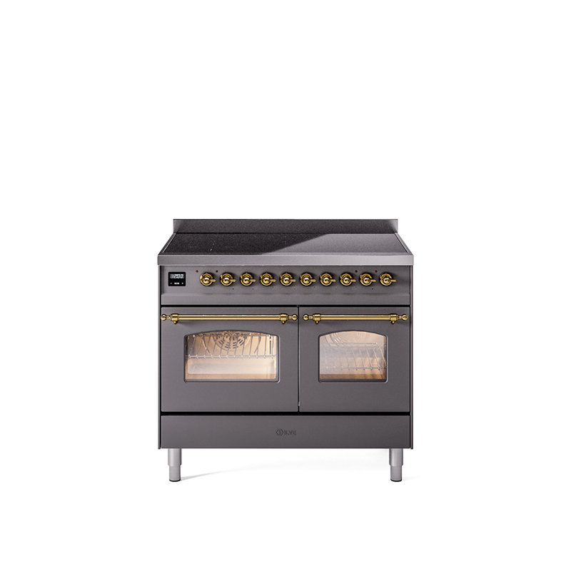 ILVE Nostalgie II 40 in Induction Range, Graphite Matte/Brass