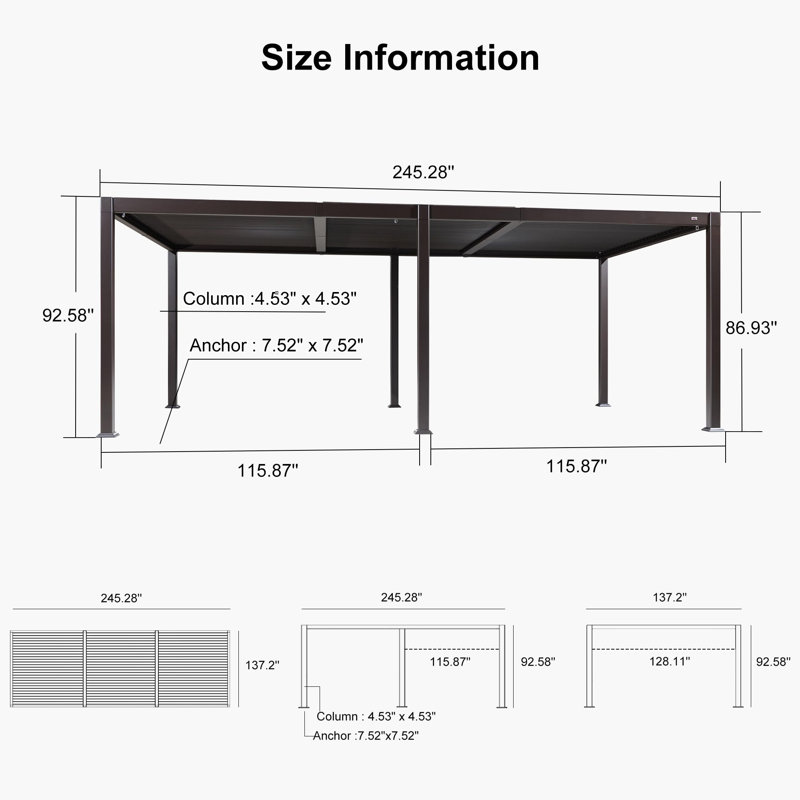  Purple Leaf 11' X 21' Outdoor Aluminum Pergola Brown