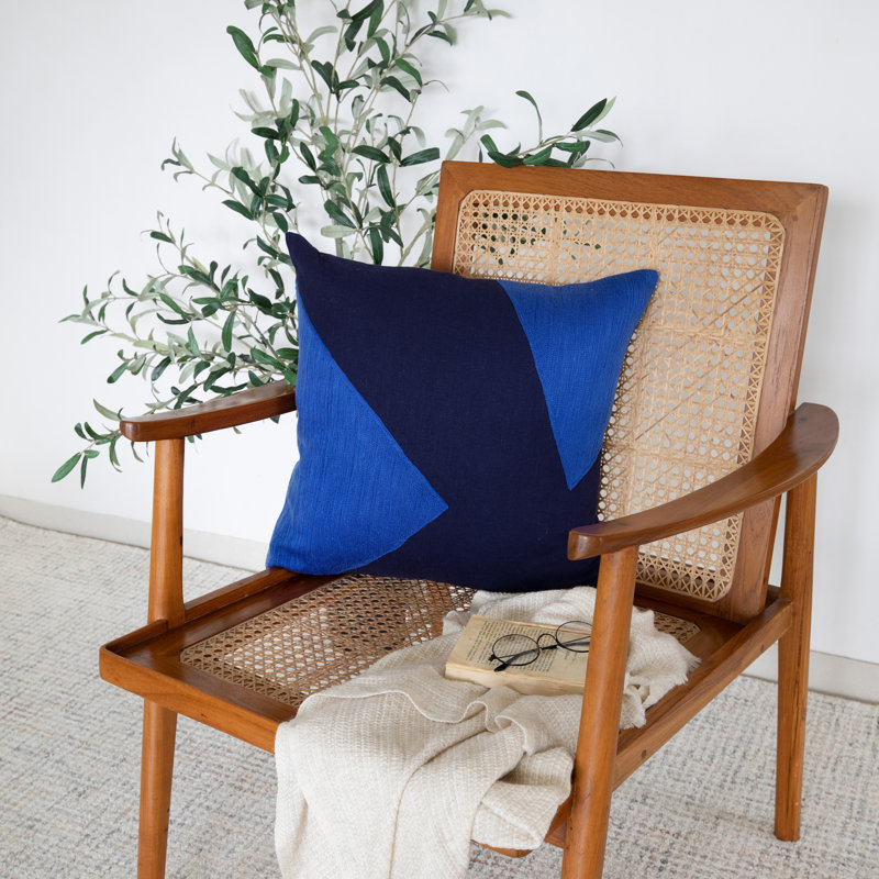 Coussin décoratif en coton Auburn, Carré 20 po, Bleu / Noir, Polyester